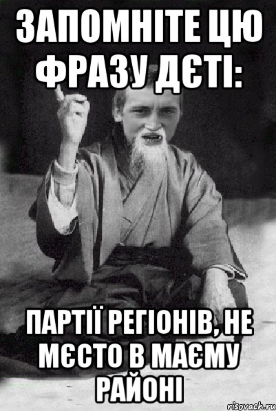 Запомніте цю фразу дєті: Партії регіонів, не мєсто в маєму районі, Мем Мудрий паца