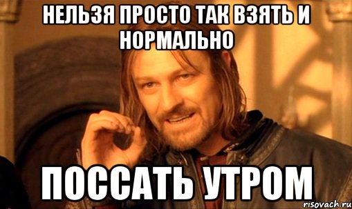 Нельзя просто так взять и нормально поссать утром, Мем Нельзя просто так взять и (Боромир мем)