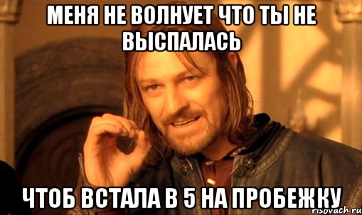 меня не волнует что ты не выспалась чтоб встала в 5 на пробежку, Мем Нельзя просто так взять и (Боромир мем)