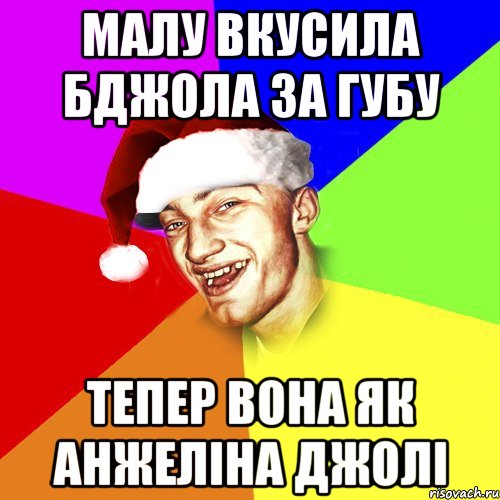 малу вкусила бджола за губу тепер вона як анжеліна джолі, Мем Новогоднй Чоткий Едк