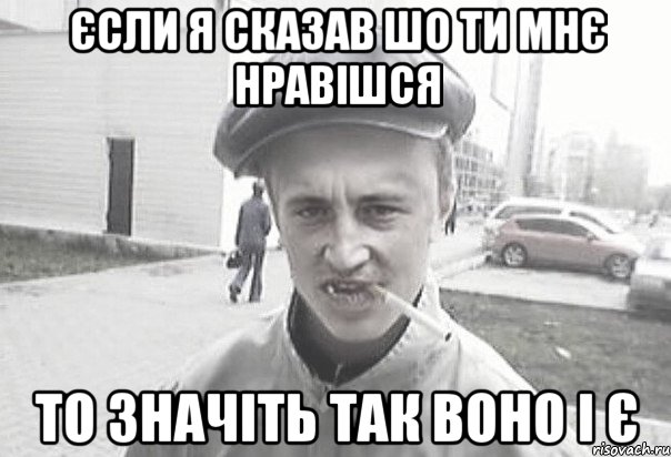 єсли я сказав шо ти мнє нравішся то значіть так воно і є, Мем Пацанська философия