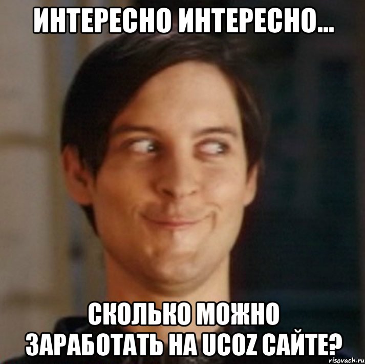 Интересно интересно… Сколько можно заработать на uCoz сайте?, Мем   Питер Паркер фейс