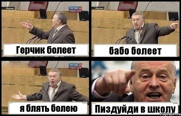 Герчик болеет бабо болеет я блять болею Пиздуйди в школу, Комикс с Жириновским