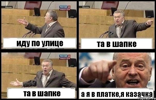 иду по улице та в шапке та в шапке а я в платке,я казачка, Комикс с Жириновским