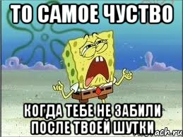 То самое Чуство Когда тебе Не забили после твоей шутки, Мем Спанч Боб плачет