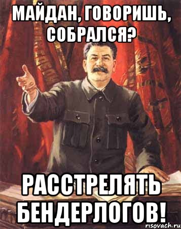 Майдан, говоришь, собрался? Расстрелять бендерлогов!, Мем  сталин цветной