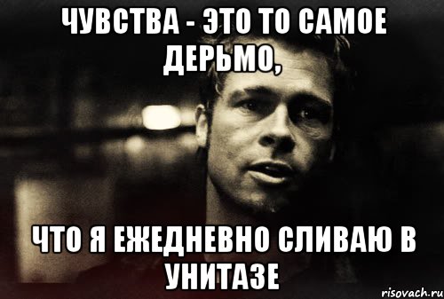 Чувства - это то самое дерьмо, что я ежедневно сливаю в унитазе, Мем Тайлер