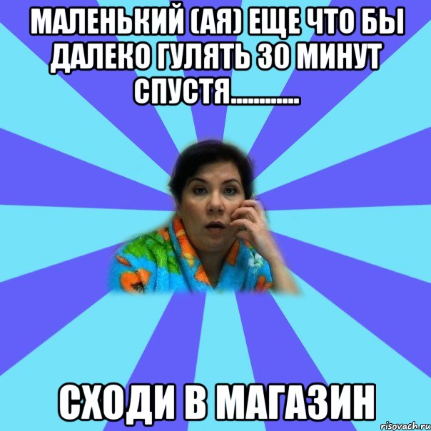 Маленький (ая) еще что бы далеко гулять 30 минут спустя............ Сходи в магазин, Мем типичная мама