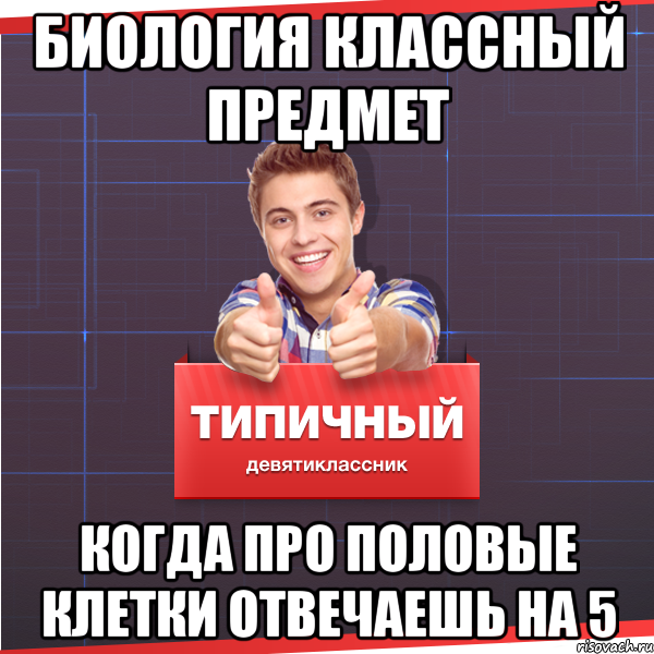 Биология классный предмет Когда про половые клетки отвечаешь на 5, Мем Типичный десятиклассник