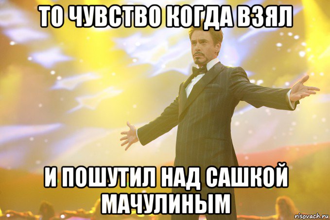 То чувство когда взял и пошутил над Сашкой Мачулиным, Мем Тони Старк (Роберт Дауни младший)