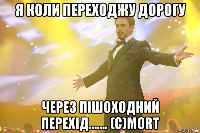 я коли переходжу дорогу через пішоходний перехід....... (с)mort, Мем Тони Старк (Роберт Дауни младший)