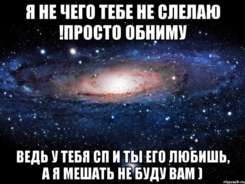 Я НЕ ЧЕГО ТЕБЕ НЕ СЛЕЛАЮ !просто обниму ведь у тебя сп и ты его любишь, а я мешать не буду вам ), Мем Вселенная