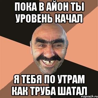 пока в айон ты уровень качал я тебя по утрам как труба шатал, Мем Я твой дом труба шатал