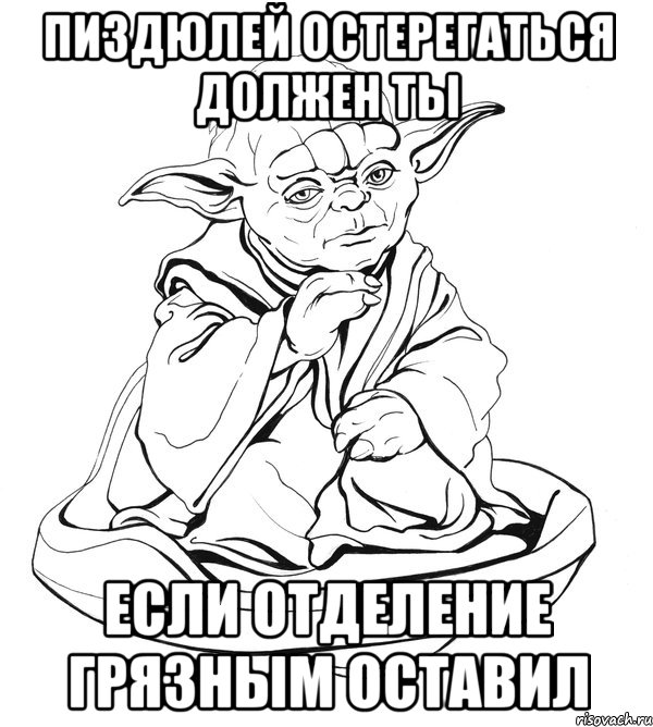 пиздюлей остерегаться должен ты если отделение грязным оставил, Мем Мастер Йода