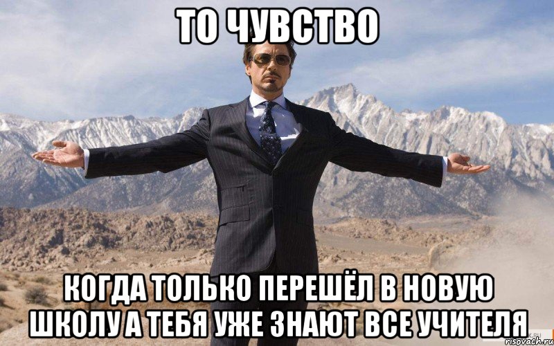 ТО ЧУВСТВО КОГДА ТОЛЬКО ПЕРЕШЁЛ В НОВУЮ ШКОЛУ А ТЕБЯ УЖЕ ЗНАЮТ ВСЕ УЧИТЕЛЯ, Мем железный человек