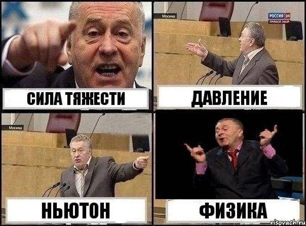 СИЛА ТЯЖЕСТИ ДАВЛЕНИЕ Ньютон ФИЗИКА, Комикс Жириновский клоуничает