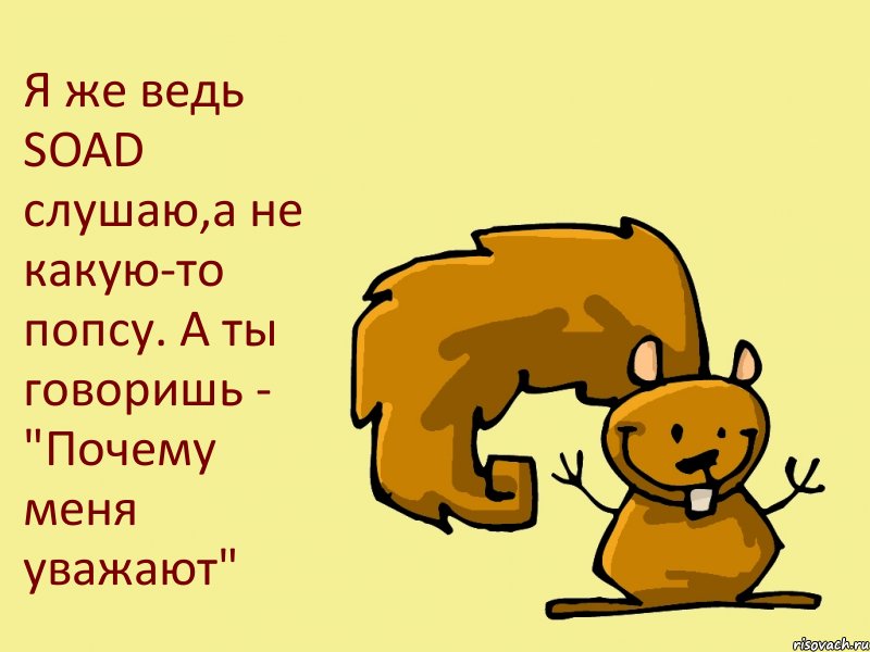 Я же ведь SOAD слушаю,а не какую-то попсу. А ты говоришь - "Почему меня уважают"