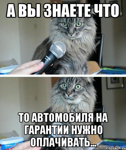 А вы знаете что ТО автомобиля на гарантии нужно оплачивать..., Комикс  кот с микрофоном