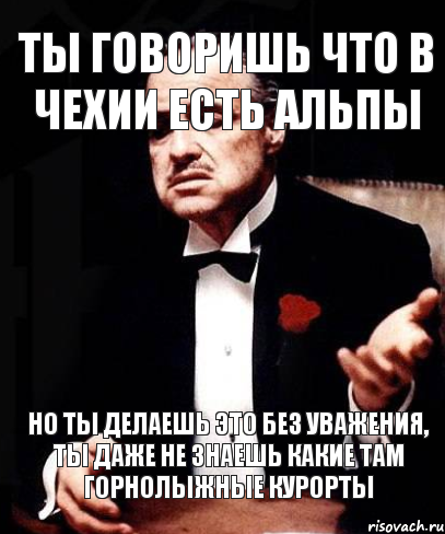 Ты говоришь что в чехии есть альпы но ты делаешь это без уважения, ты даже не знаешь какие там горнолыжные курорты, Мем ты делаешь это без уважения