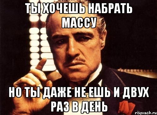 Ты хочешь набрать массу но ты даже не ешь и двух раз в день, Мем крестный отец