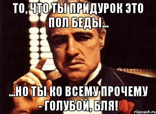 то, что ты придурок это пол беды... ...но ты ко всему прочему - голубой, бля!, Мем крестный отец