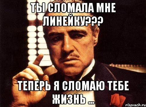 Ты сломала мне линейку??? Теперь я сломаю тебе жизнь ..., Мем крестный отец