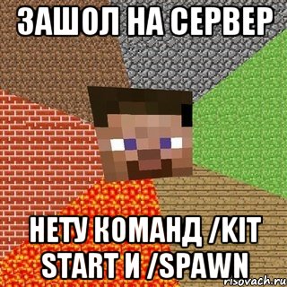 зашол на сервер нету команд /kit start и /spawn