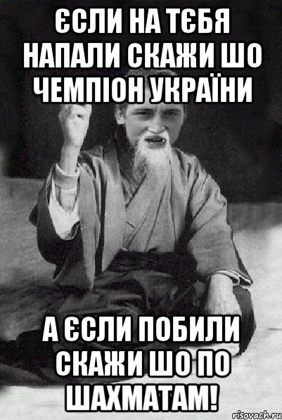 Єсли на тєбя напали скажи шо чемпіон України А єсли побили скажи шо по шахматам!, Мем Мудрий паца