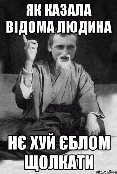 як казала відома людина нє хуй єблом щолкати, Мем Мудрий паца