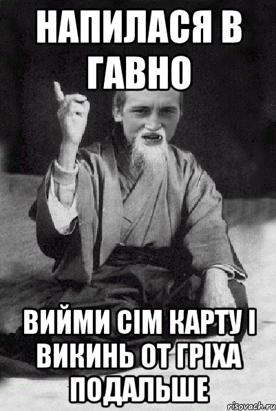 Напилася в гавно Вийми сім карту і викинь от гріха подальше, Мем Мудрий паца