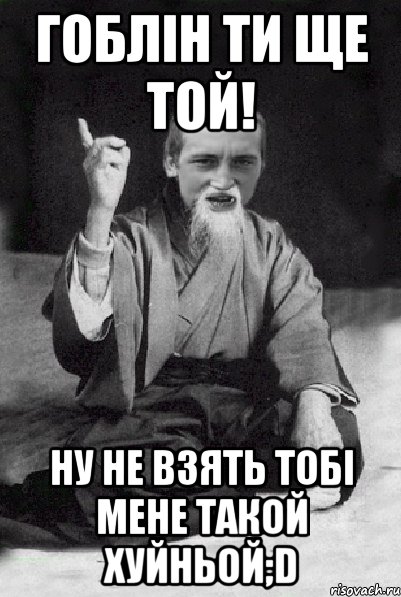 гоблін ти ще той! ну не взять тобі мене такой хуйньой;D, Мем Мудрий паца