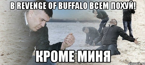 В REVENGE OF BUFFALO ВСЕМ ПОХУЙ! кроме миня, Мем Мужик сыпет песок на пляже