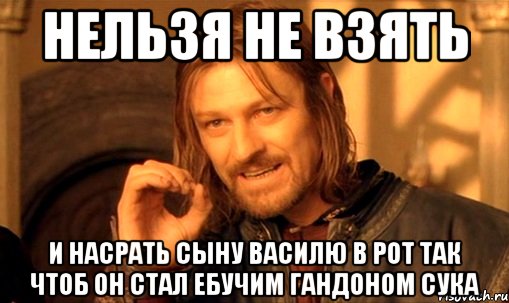 Нельзя не взять И насрать сыну василю в рот так чтоб он стал ебучим гандоном сука, Мем Нельзя просто так взять и (Боромир мем)