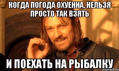 КОГДА ПОГОДА ОХУЕННА, НЕЛЬЗЯ ПРОСТО ТАК ВЗЯТЬ И ПОЕХАТЬ НА РЫБАЛКУ, Мем Нельзя просто так взять и (Боромир мем)