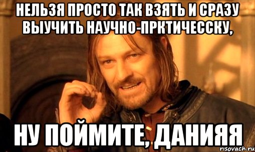 нельзя просто так взять и сразу выучить научно-прктичесску, ну поймите, Данияя, Мем Нельзя просто так взять и (Боромир мем)