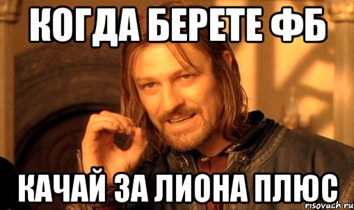 Когда берете фб качай за лиона плюс, Мем Нельзя просто так взять и (Боромир мем)