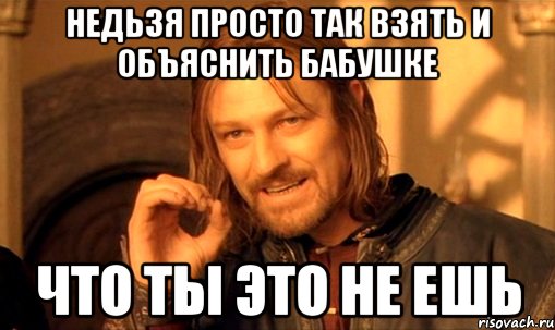 Недьзя просто так взять и объяснить бабушке Что ты это не ешь, Мем Нельзя просто так взять и (Боромир мем)