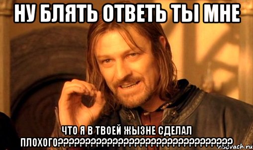 ну блять ответь ты мне ЧТО Я В ТВОЕЙ ЖЫЗНЕ СДЕЛАЛ ПЛОХОГО????????????????????????????????, Мем Нельзя просто так взять и (Боромир мем)