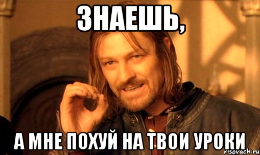 Знаешь, А мне похуй на твои уроки, Мем Нельзя просто так взять и (Боромир мем)