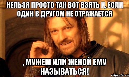 Нельзя просто так вот взять и, если один в другом не отражается , мужем или женой ему называться!, Мем Нельзя просто так взять и (Боромир мем)