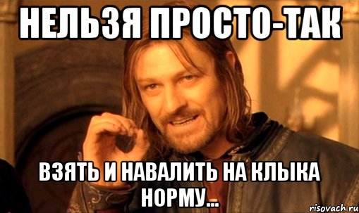 Нельзя просто-так Взять и навалить на клыка норму..., Мем Нельзя просто так взять и (Боромир мем)