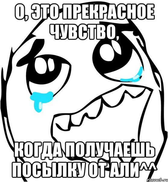 О, это прекрасное чувство, когда получаешь посылку от али^^, Мем  Плачет от радости