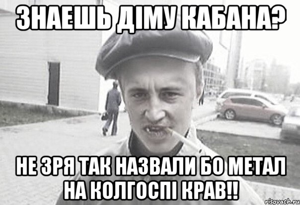 Знаешь Діму Кабана? не зря так назвали бо метал на колгоспі крав!!, Мем Пацанська философия