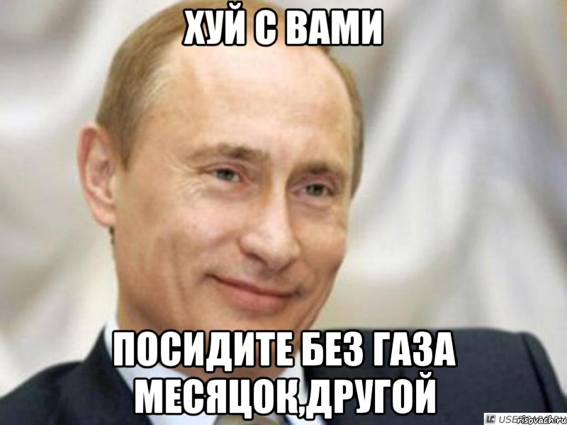 хуй с вами посидите без газа месяцок,другой, Мем Ухмыляющийся Путин