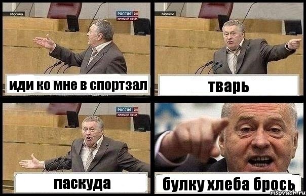 иди ко мне в спортзал тварь паскуда булку хлеба брось, Комикс с Жириновским