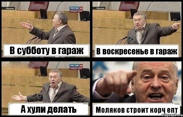 В субботу в гараж В воскресенье в гараж А хули делать Моляков строит корч епт, Комикс с Жириновским