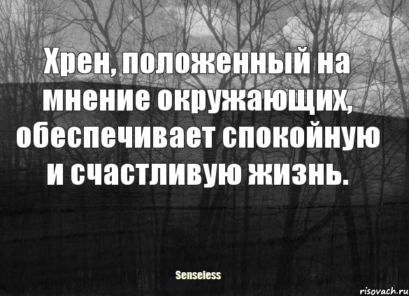 Хрен, положенный на мнение окружающих, обеспечивает спокойную и счастливую жизнь., Комикс   senseless1