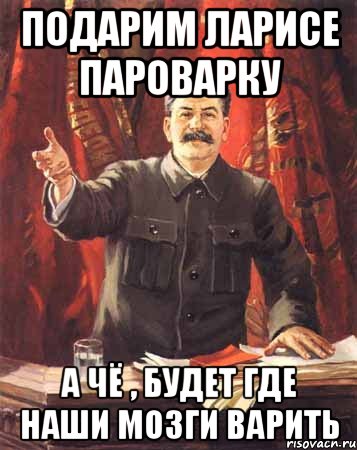 подарим Ларисе пароварку а чё , будет где наши мозги варить, Мем  сталин цветной