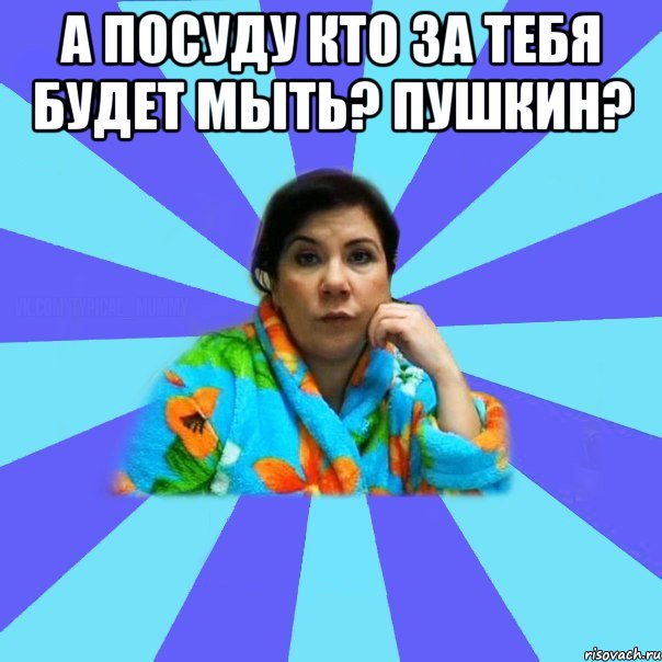 А посуду кто за тебя будет мыть? Пушкин? , Мем типичная мама