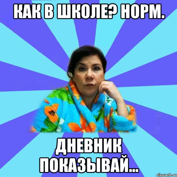 Как в школе? Норм. Дневник показывай..., Мем типичная мама